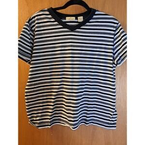 Women's Limited America Black and White Striped T-Shirt Size Large
